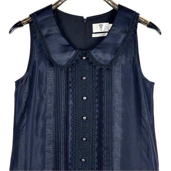 ANNA SUI x TARGET DROP WAIST INKY BLUE BLACK COQUETTE VELVET LACE SHIFT DRESS - Picture 5 of 14